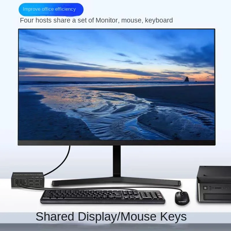 4x1 DP KVM Switch 4K 120Hz 144Hz Dual Monitor Extended Display 8K USB KVM Switcher 4 In 1 Out