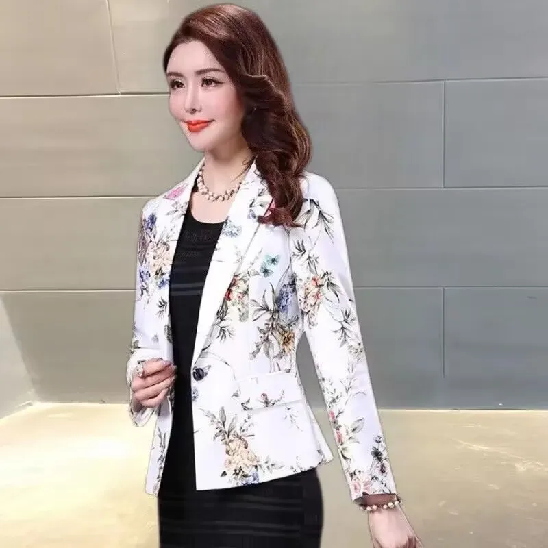 2026 Spring Suit Jacket Women's Summer New Temperament Ladies Korean Version One-Button Jacquard Slim Short Top Women Blazer Ele