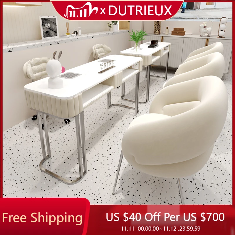 

Light Luxury Aesthetic Nail Desk White Salon Organizer Modern Manicure Table Minimalist Mesa Tavolo Per Unghie Salon Furniture