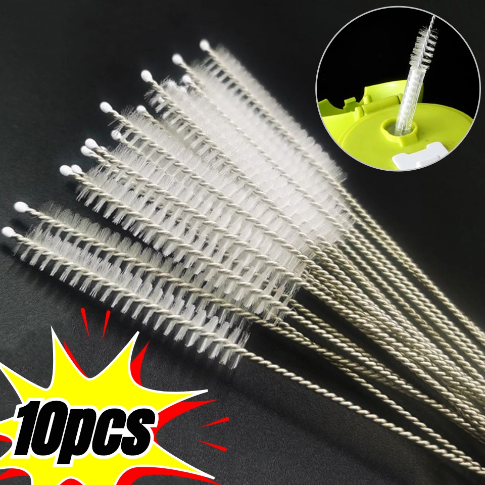 1-10pcs Stainless Steel Soft Hair Straw Cleaning Brushs Baby Cup Bottle Special Long Handle Straw Brushs Baby Feeding Supplies