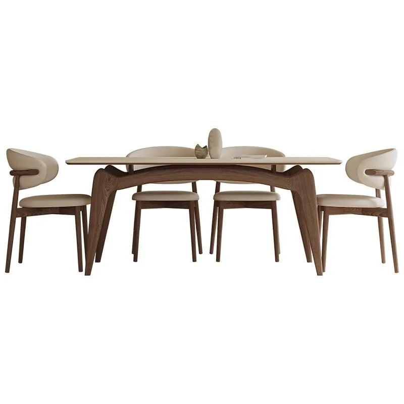 

Dining table modern simple small apartment ash wood rectangular dining table suspended rock slab table and chair combination
