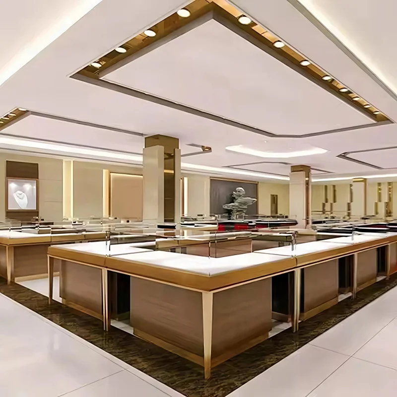 custom.Modern Luxury Glass Jewelry Showcase Metal Frame Display Cabinet Interior Design