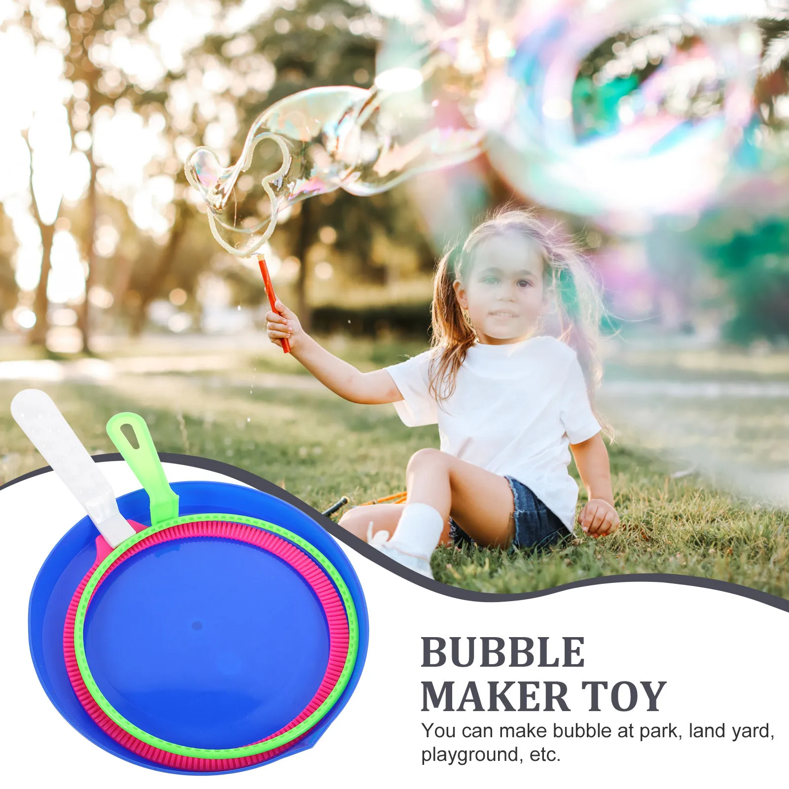 3pcs Ring Kids Bubble Maker Outdoor Play Bubble Ring Set Bubbles Maker Tool Blow Bubbles Wand Set Safe Durable