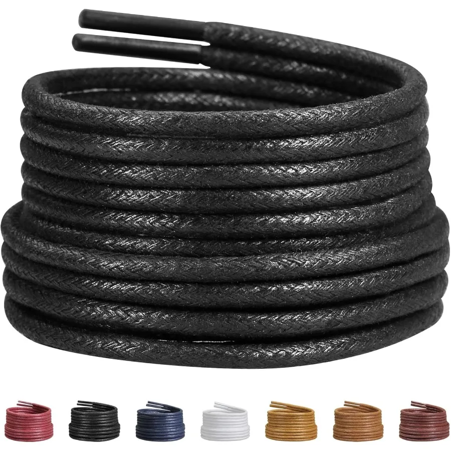 أربطة أحذية فستان 2 Ps للرجال والنساء أوتار أحذية لأكسفورد والأحذية - أربطة دائرية رفيعة مشمعة 3/32Ih #1