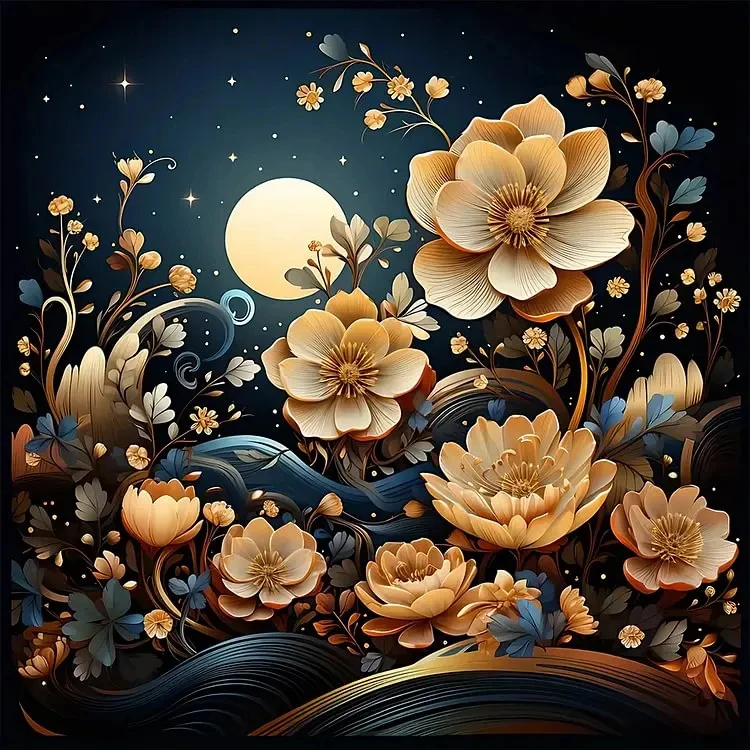 5D DIY Diamond Painting Kit Fantasy Floral Artwork Full Round Drill Rhinestone Wall Decor Craft Kit Home Decor Gift