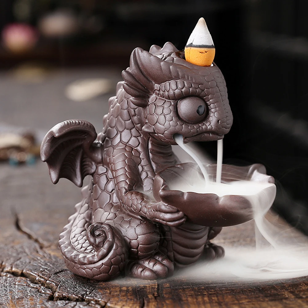 Dinosaur Incense Holder Backflow Incense Burner Handmade Ceramic Incense Holder Aromatherapy Ornament for Home Decoration