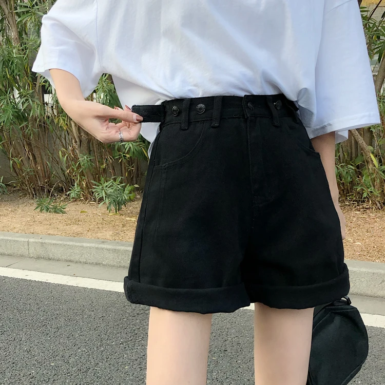 

High Waist A-Line Denim Shorts Women Summer Thin Loose plus Size Flattering Wide Leg Trendy Jeans High Waist Five-Quarter Length