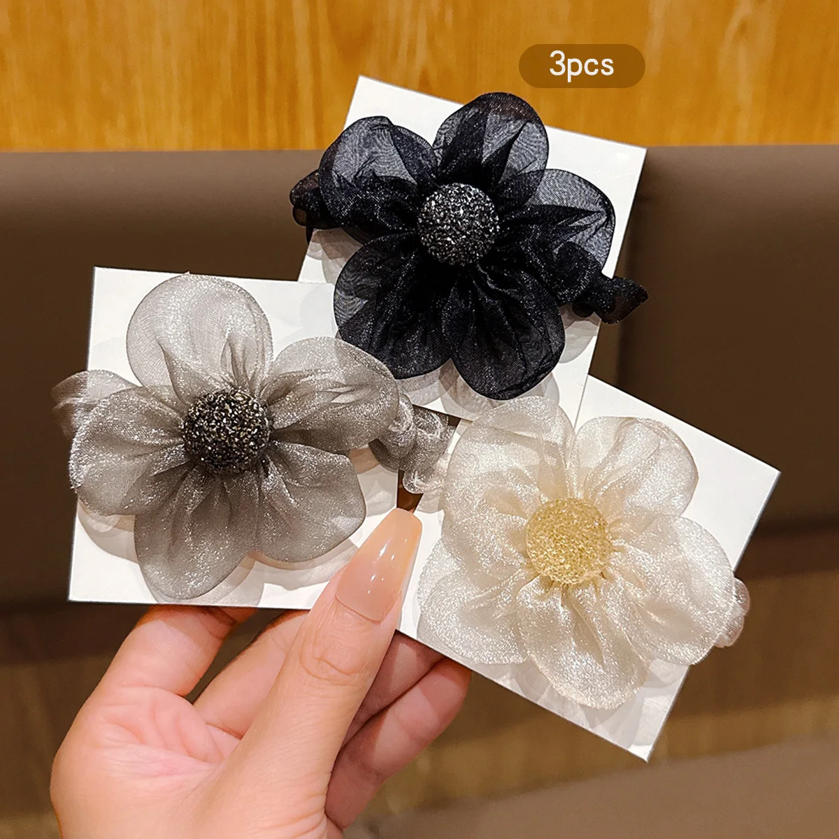 3-bloem haarringen Koreaanse versie zoete wind rubberen band haaraccessoire geschikt voor dagelijks gebruik hoofddeksels