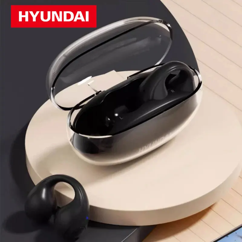 Choice HYUNDAI HY-T12 Clip on TWS Earphones Wireless Bluetooth V5.3 Headphones HD Call HIFI Stereo Sound Earbuds Long Standby