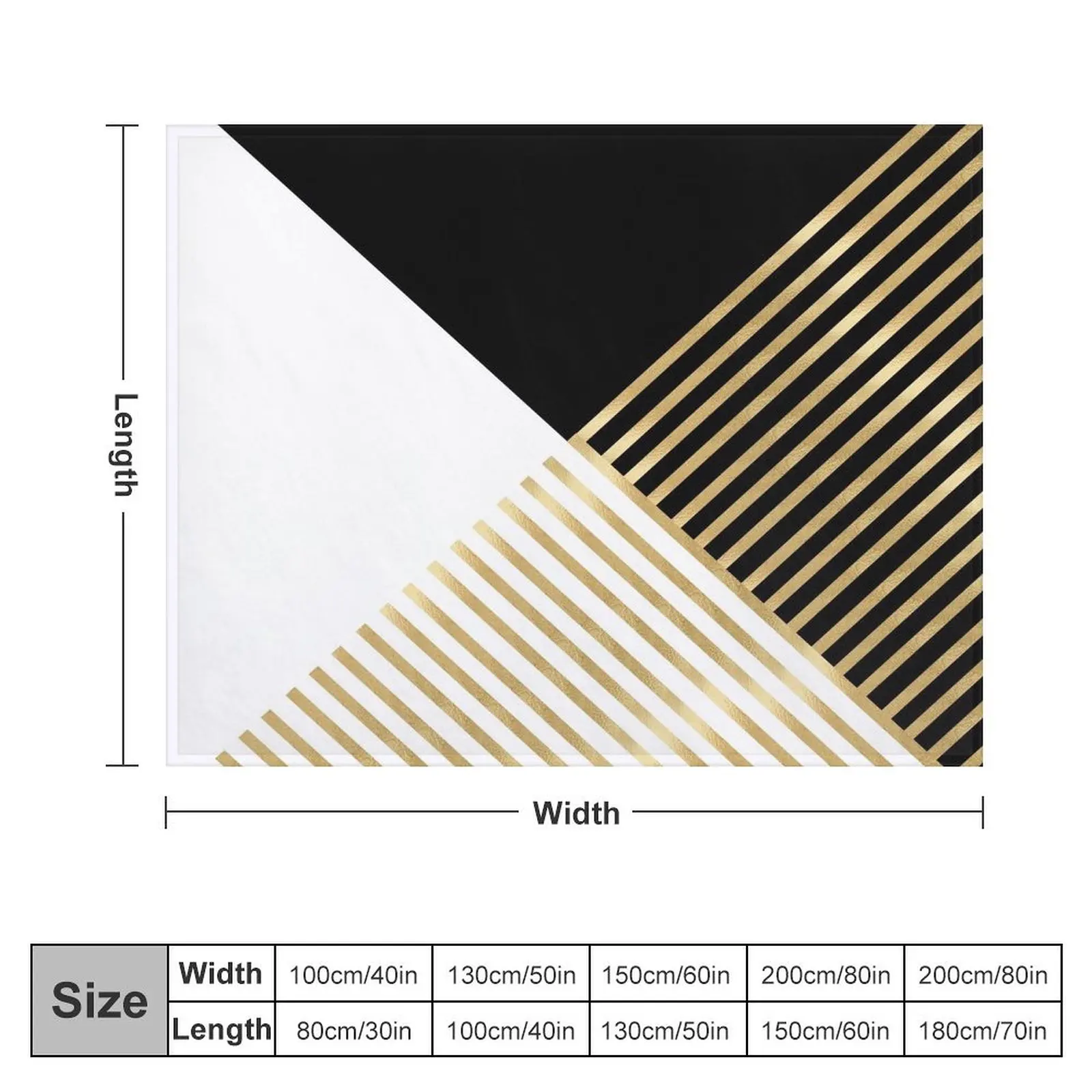 Modern Black White Geometric Gold Stripes Throw Blanket Thin Shaggy anime Hairys Blankets