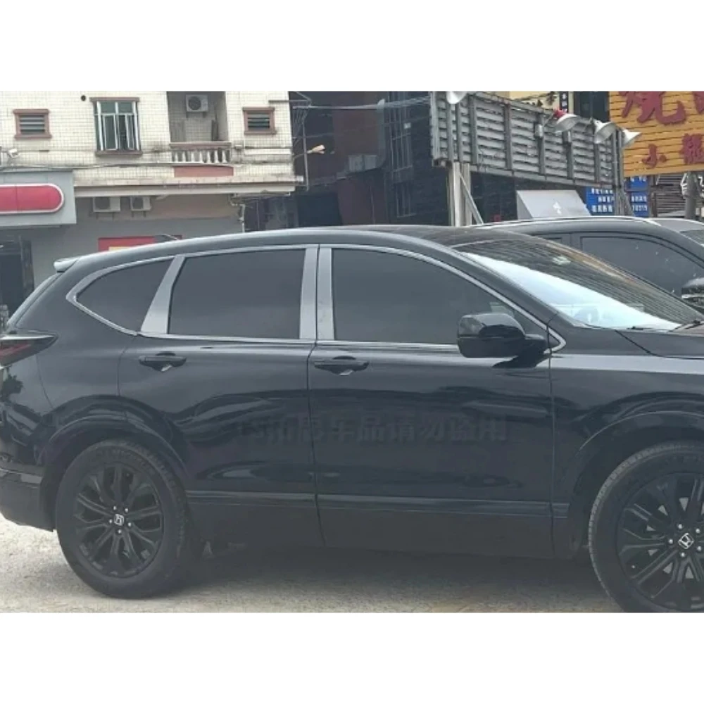 Bright black stainless steel window trim For Honda CRV 2017-2022