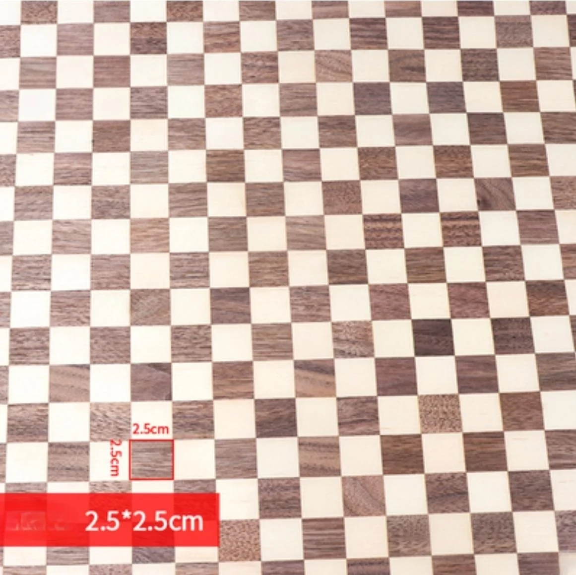 L:2.5meters Width:430mm T:0.25mm 2-color Checkered Wood Veneer High End Fashionable Wood Veneer Sheets Decoration