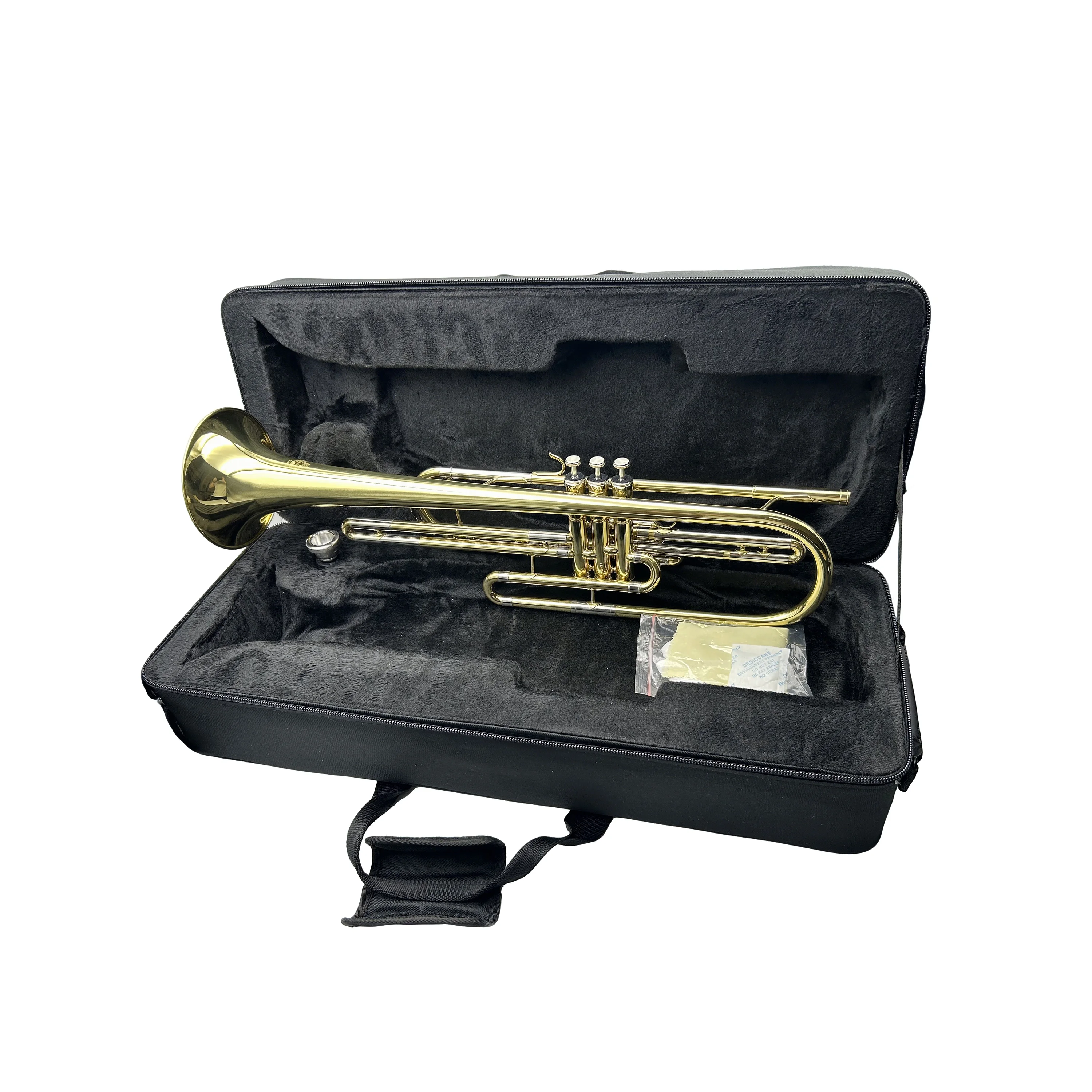 Accept OEM High Quality Cheap Gold Lacquer Bass Trumpet Brass Beginner-Friendly Lightweight Includes Case JYTR412