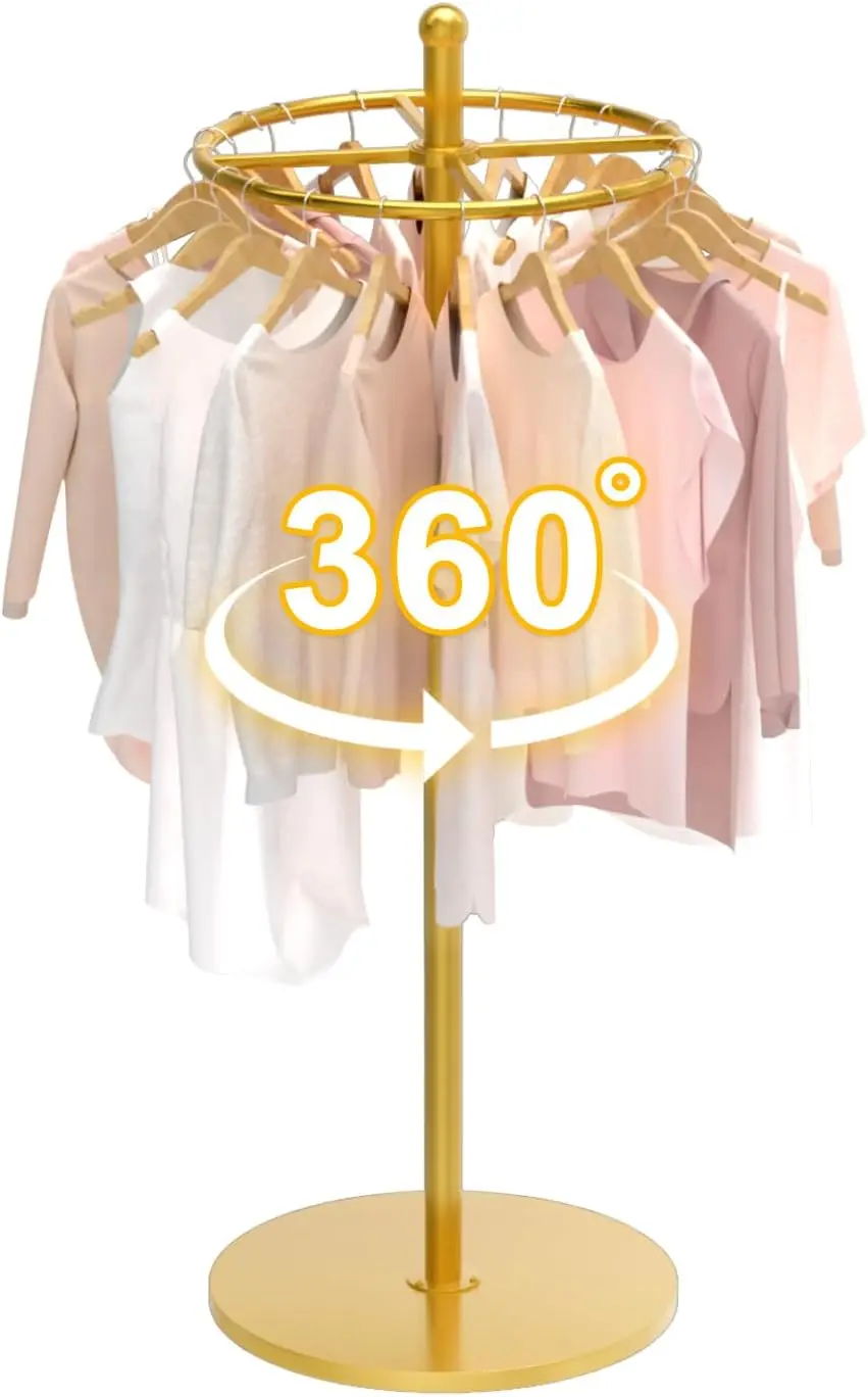 

Round Garment Rack, Floor Standing Rotatable Clothing Rack, Portable Retail Display stand for Hanging Clothes Bedrooms