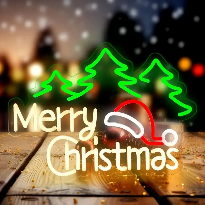 Merry Christmas LED Neon Sign for Wall Decor 5/12V USB Dimmable Switch Bedroom Living Room Bar Multipurpose Button Control