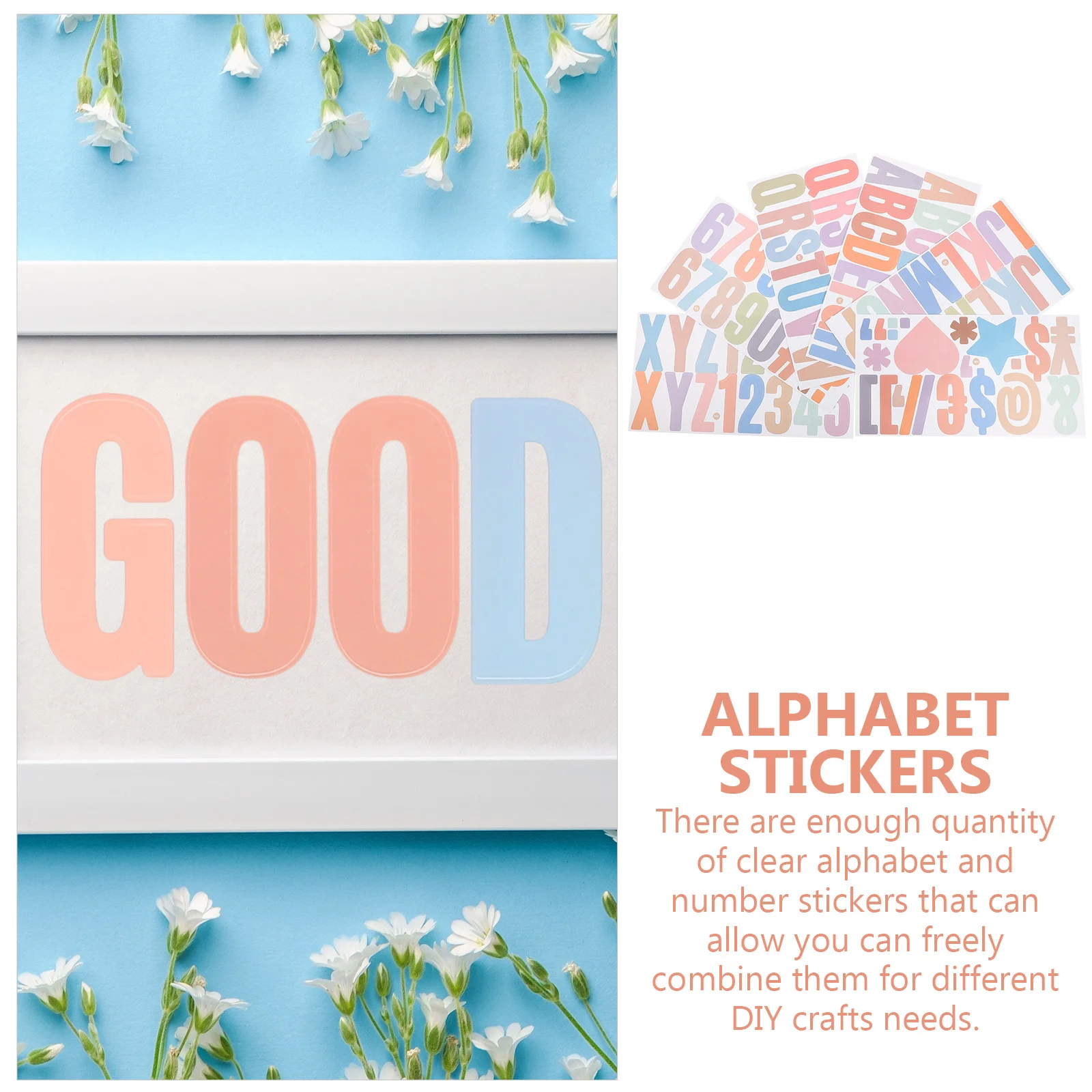 6 Blatt selbstklebende Alphabet-Zahlen-Aufkleber, vielseitig einsetzbar, bunte Buchstaben für DIY Scrapbooking, Tagebuch, dekorative Aufkleber