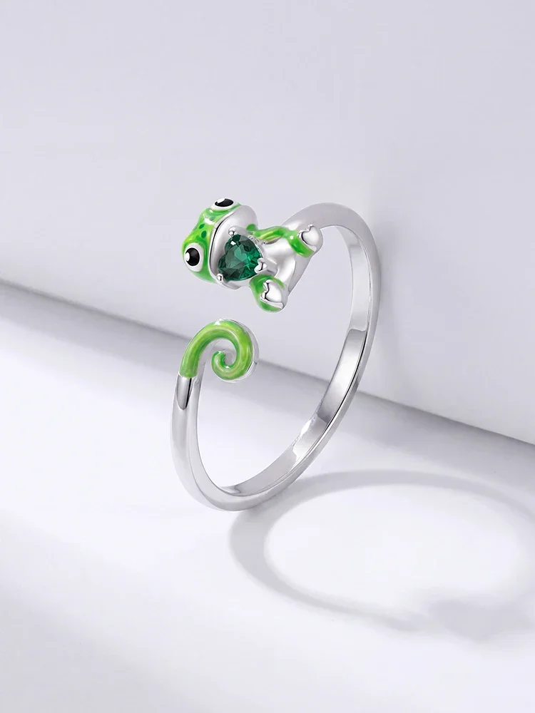 925 Sterling Silber Liebesherz-Ring mit veränderbarem Eidechsenmotiv, verstellbar, für Damen, Party, Jahrestag, Alltag, hochwertiger edler Schmuck – Detail 3