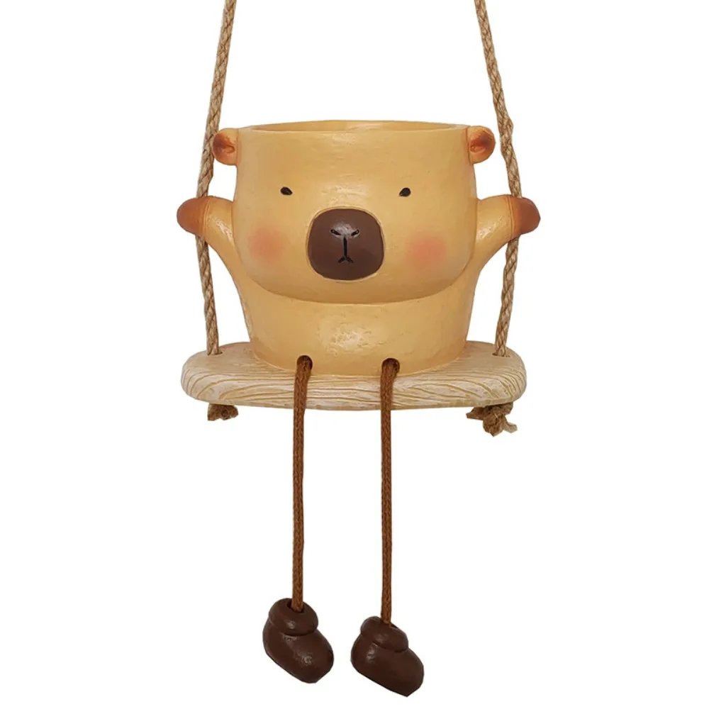 

Durable Rustic Style Swing Hanging Basket Resin Crafts Unique Animal Planter Bohemian Wall Mounted Planter Stand Fairy Garden