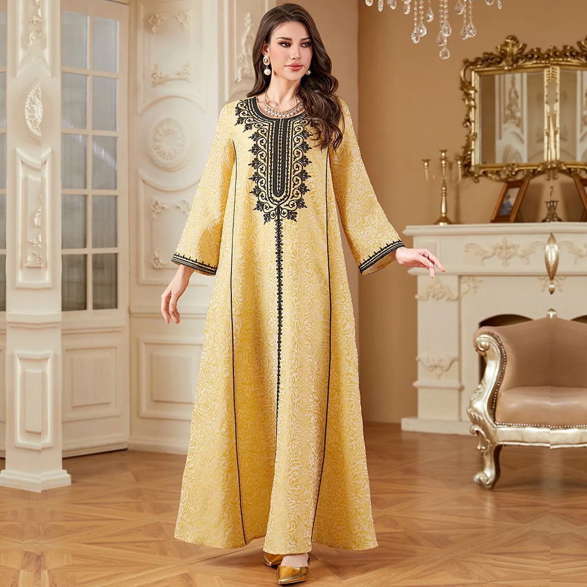 

Embroidery Abaya for Women Dubai Kaftan Muslim Dress Eid Djellaba Islam Jalabiya Kebaya Caftan Marocain Femme Robe Vestidos Gown