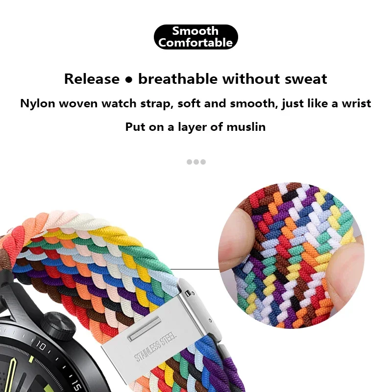 22mm 20mm Nylon Strap For Samsung Galaxy Watch 6 5 4/Gear S3 Magnetic Buckle Metal Adjustment Band For Huawei IWatch 4 GT2/3 Pro image 5