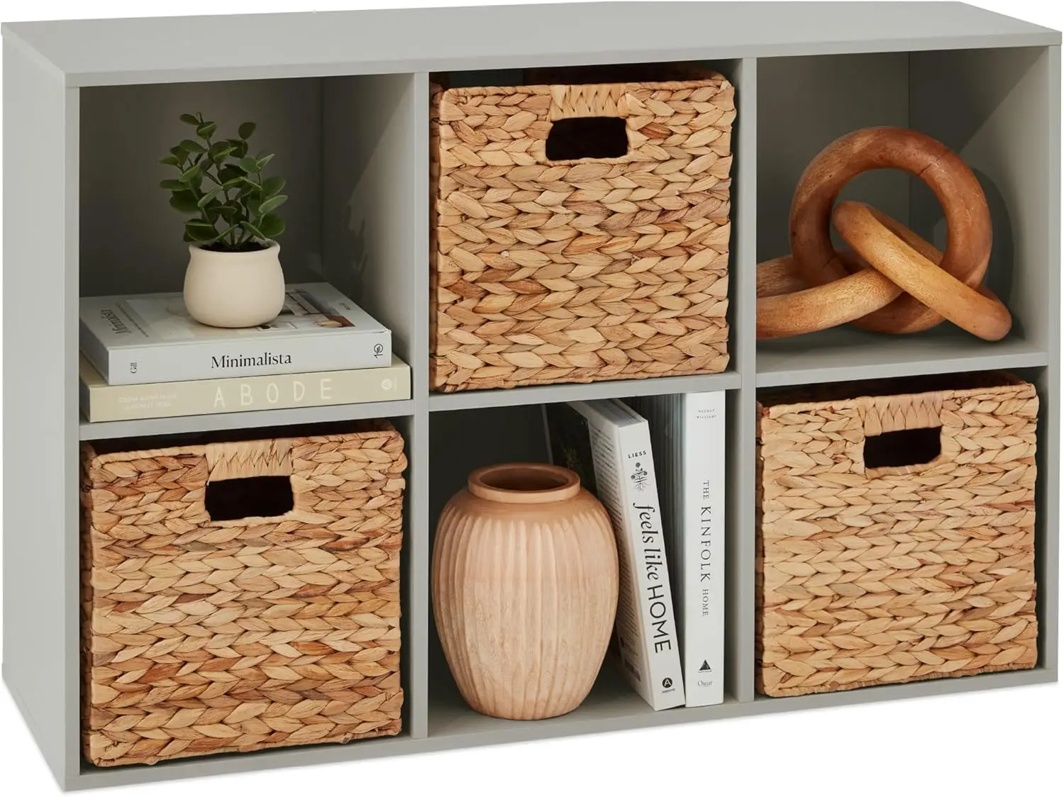 

6-Cube Storage Organizer 11in Shelf Opening Bookcase Display Shelf Customizable w 3 Removable Back Panels u2013 Gray