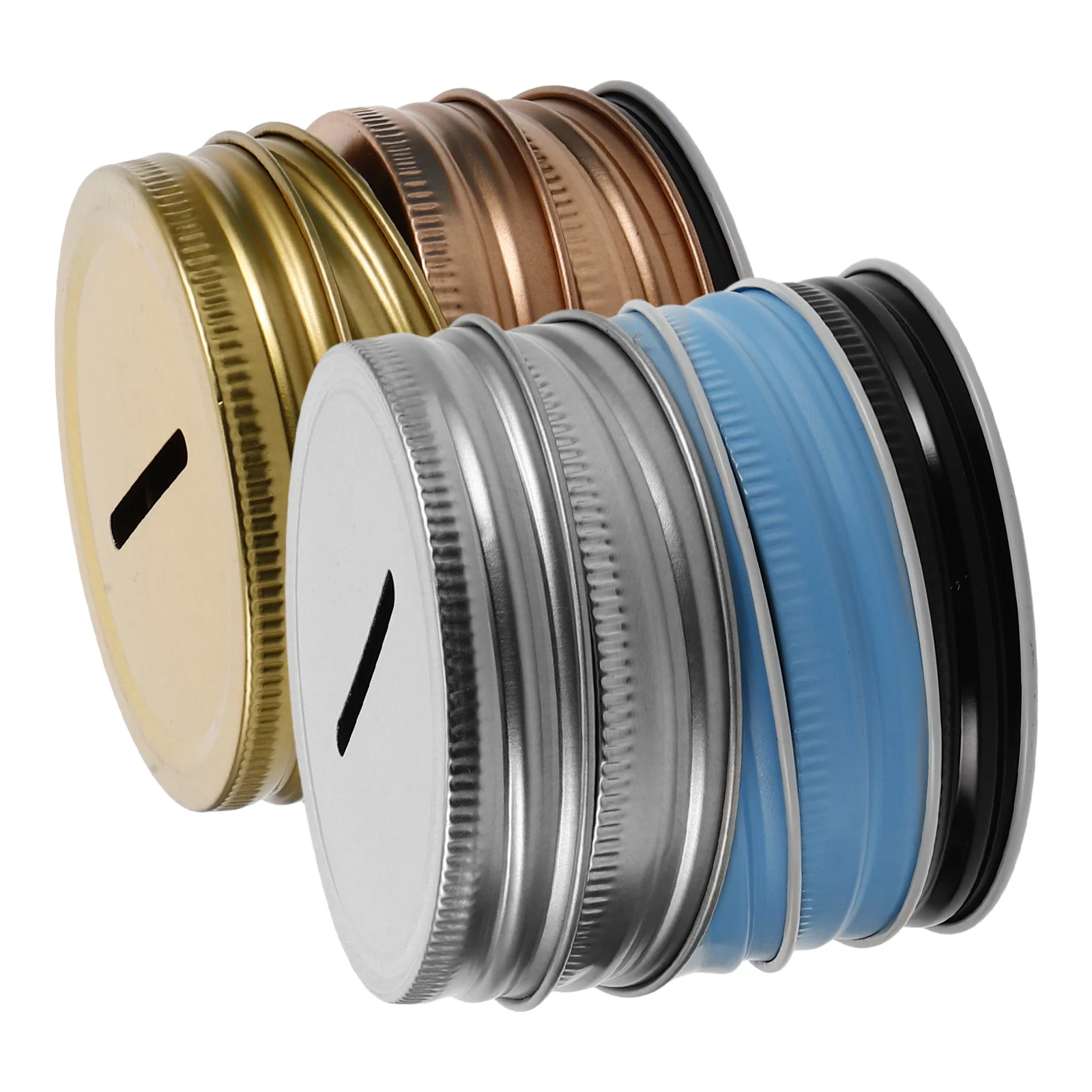 

10pcs Coin Bank Slot Lid Wide Mouth Metal Mason Jar Lids Saving Pot Covers Money Jar Accessories Storage Containers