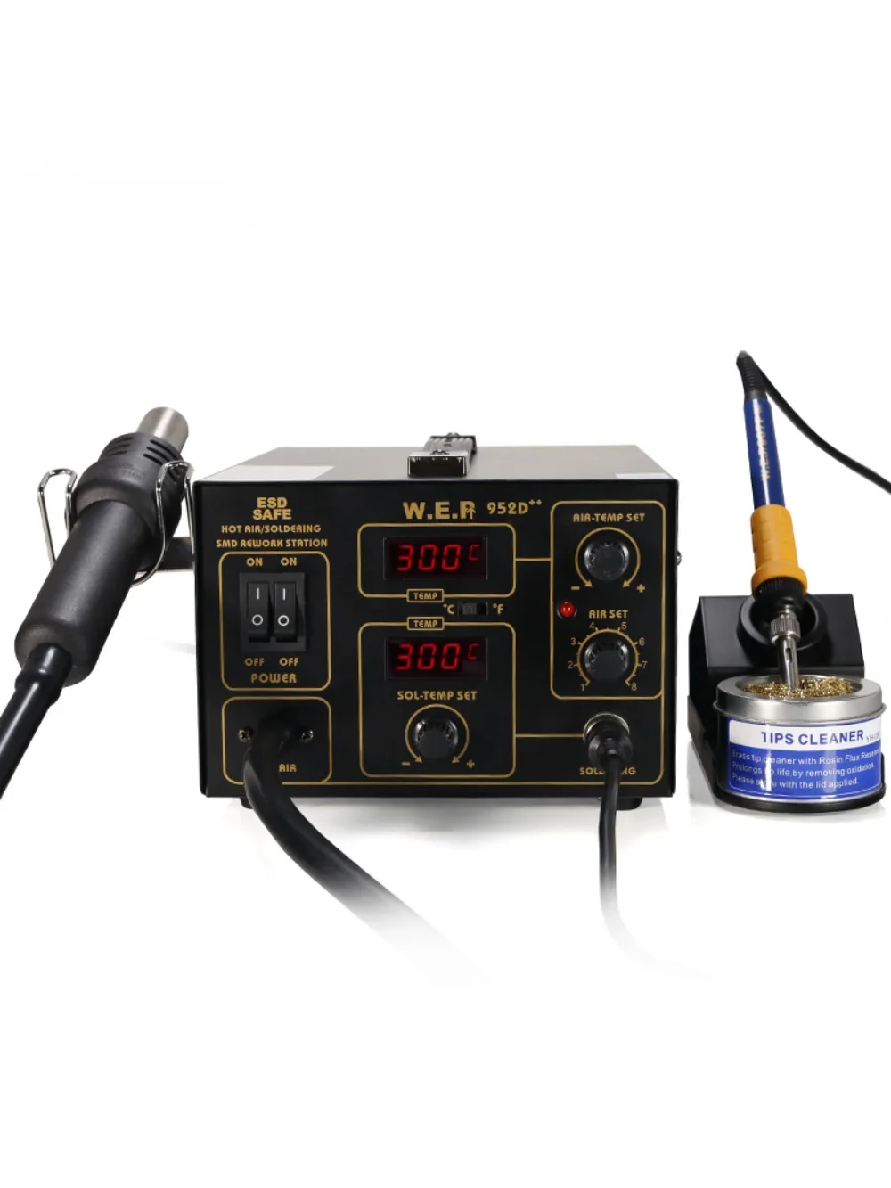 WEP952D++2-in-1 hot air gun welding station Digital display    Hua Celsius conversion