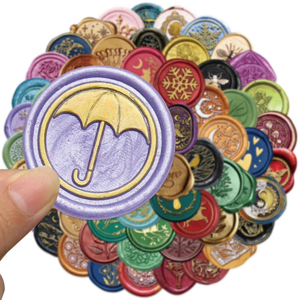 

10/30/64pcs Retro Wax Seal Stamp Graffiti Stickers Aesthetic Pattern Graffiti Decals DIY Skateboard Laptop Phone Cartoon Sticker