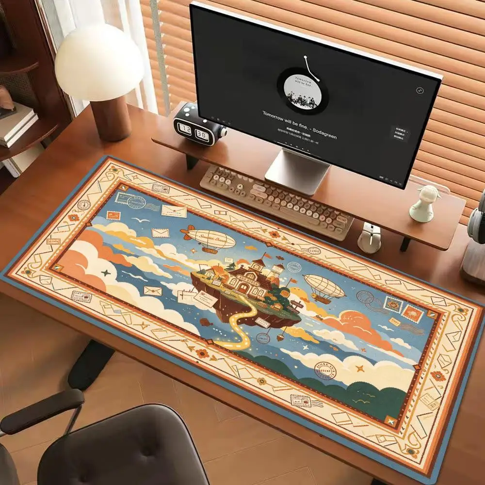 Fairy Tale Sky Island Persian Rug Pattern Play Mat Mouse Pad Thick Rubber For Kids Room Decor