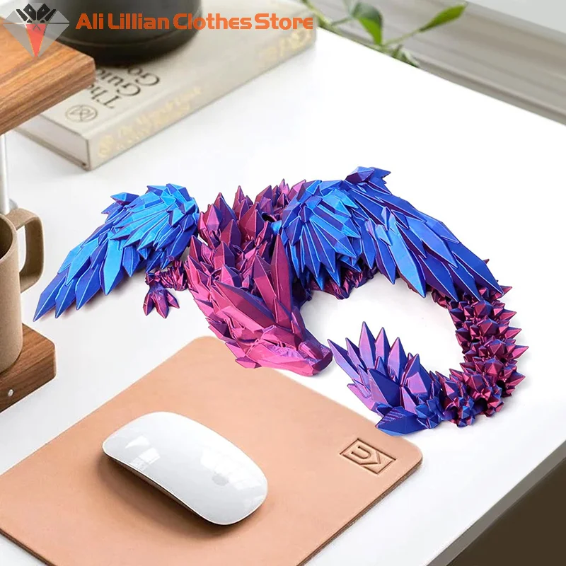 3D Printed Flying Dragon Articulated Dragon Western Style Joint Movable Dragon Model Home Desktop Craft Ornament