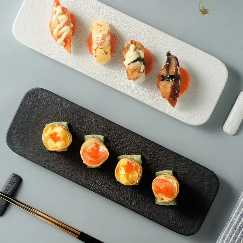 

Creative Long Plate Japanese Restaurant Cuisine Sushi Sashimi Plate Decoration Dessert Plate Home Kitchen Ceramic Tableware