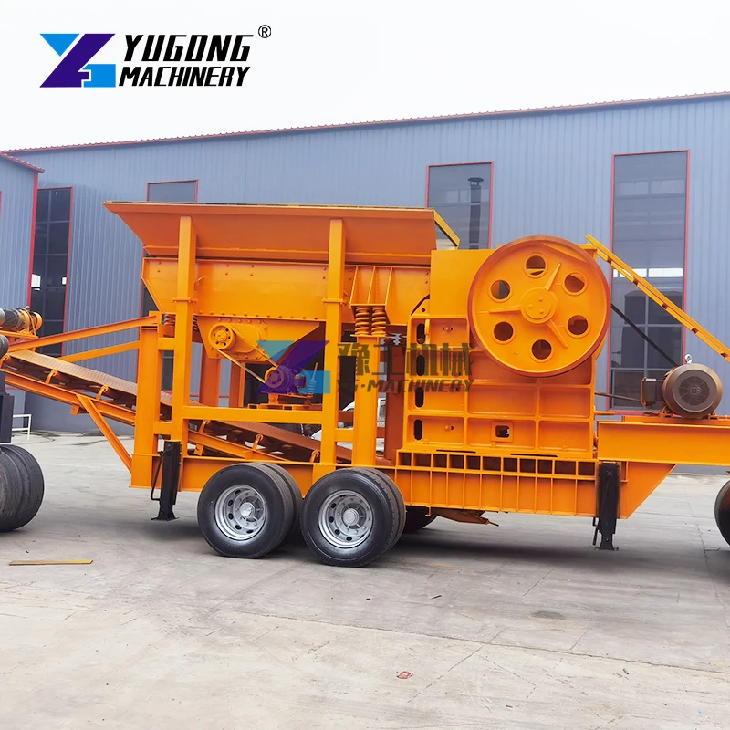 Yugong Mobile Crushing Portable Quarry Diesel Rock Gold Plant Stone Crusher Machine for Sale Price