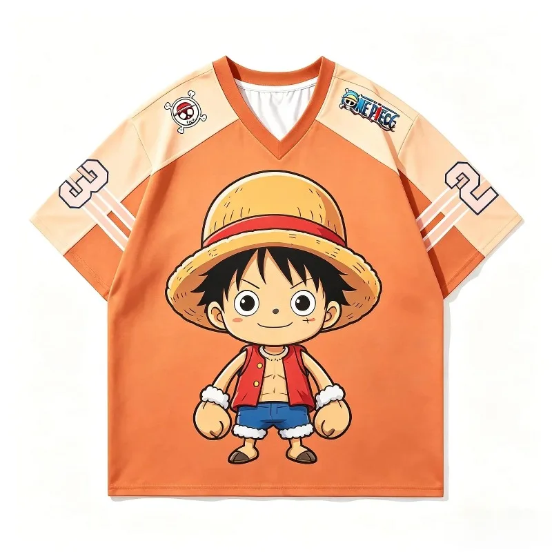 One Piece Summer New Chibi Luffy 3D All Over Print Breathable Loose Fit Urban Streetwear Unisex Harajuku Anime T-Shirt