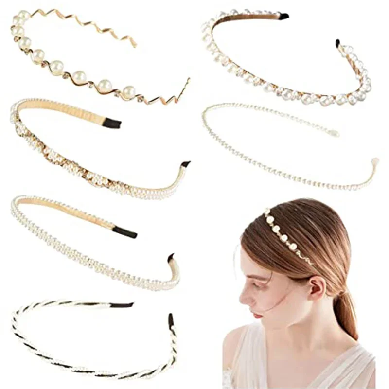 

Simulation Pearl Hairbands Women Hair Headband Accessories Korean Handmade Bow Flower Hoops Headband Wedding Ornaments