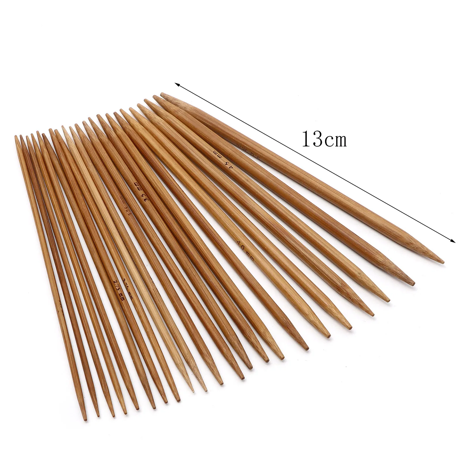 2.0-5.0mm Handmade Bamboo spiczasty z dwóch stron szydełka brązowy sweter tkactwo narzędzie igłowe DIY przyrządy do szycia 13cm długości, 5-55 sztuk