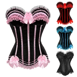 Red Corset Top for Women Bustier Victorian Striped Sexy Corset Overbust Waist Slimming Corset Princess Halloween Costume