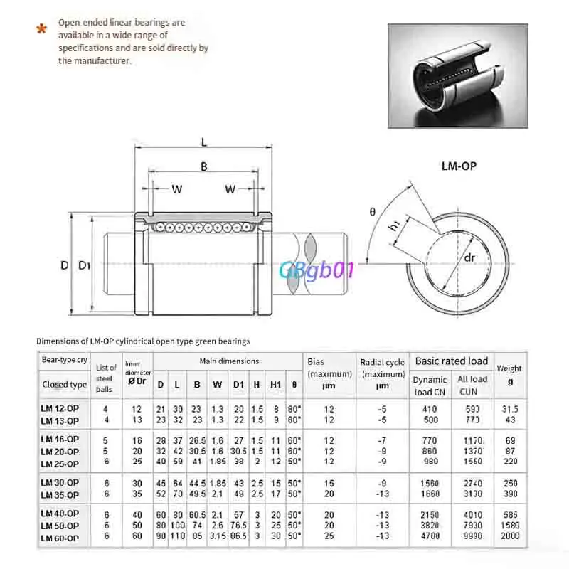 LM10-60UU-OP Open Type Linear Motion Bearing Steel Slide Bearing High Precision Wear-Resistant for Industrial Automation