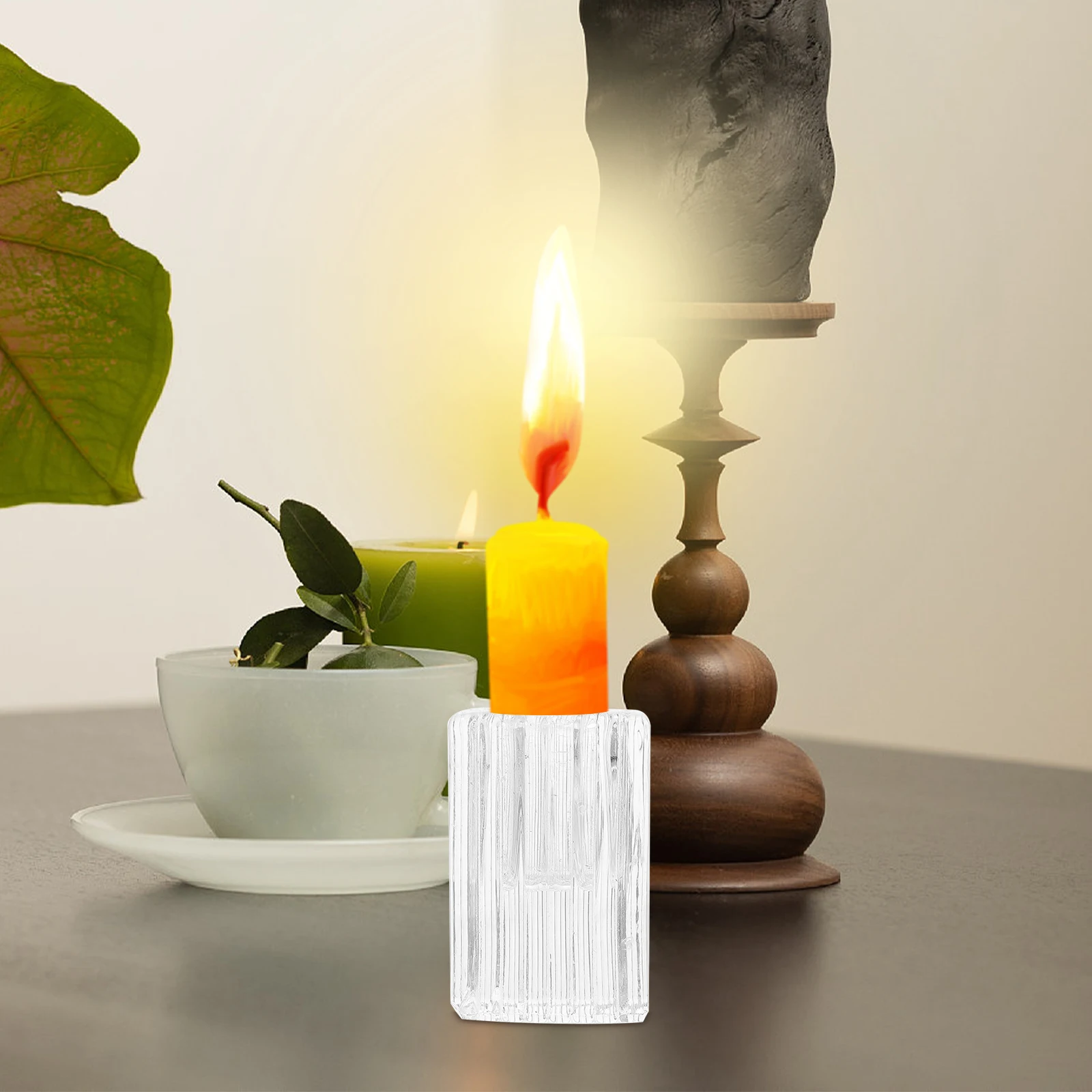 

3Pcs Glass Holder Modern Clear Taper Candlesticks for Home Wedding Party Romantic Pillar Tealight Holders