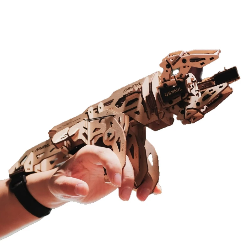 Modèle de bloc de construction assemblé en bois créatif, griffe mécanique, bras robotique déformé, jouet de bloc de construction de puzzle 3D, cadeaux pour garçons