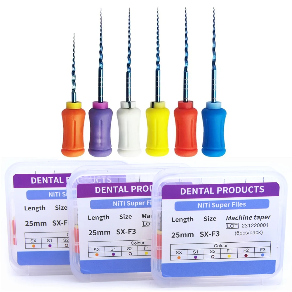 6pcs/box Dental Blue Endodontic Hand Use SOCO Files Nickeitainium Dentistryinstrument For Root CanaTreatment 25mm