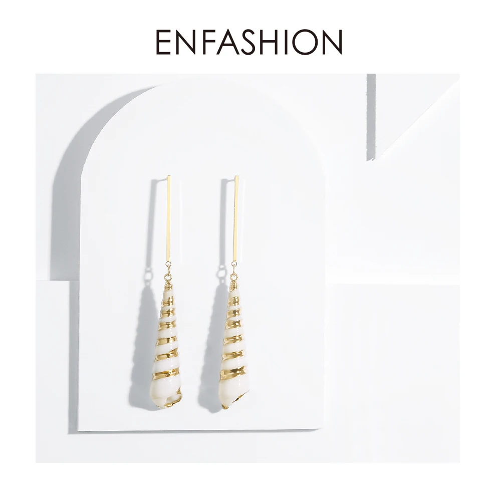 Enfashion Vintage Natural Conch Dangle Earrings Boho Long Earings For Women Fashion Jewelry Pendientes Mujer Moda 2020 EM191012