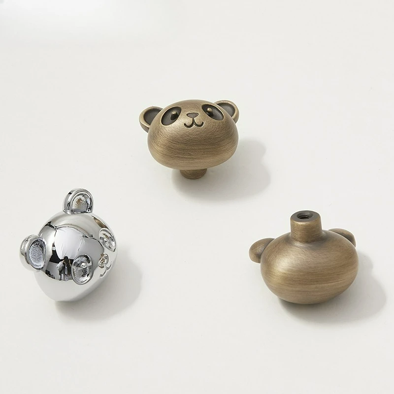 Brass Single Hole Retro Panda Personality Creative Handle Wardrobe Door Drawer Antique Cabinet Handle