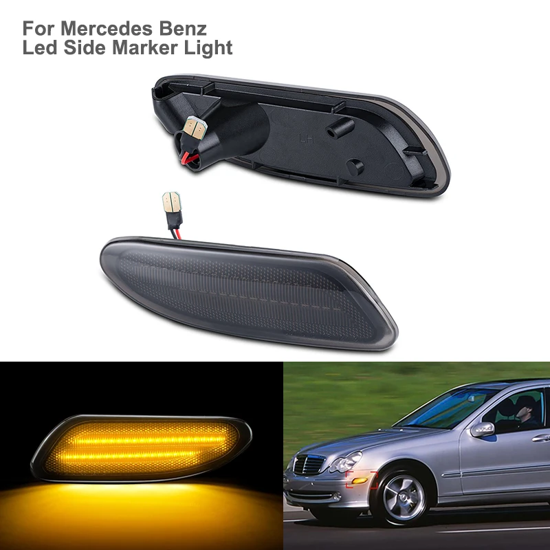 

2Pcs Smoked LED Amber Side Marker Light Turn Signal Lamp For 01-07 Mercedes Benz W203 C-Class C200 300