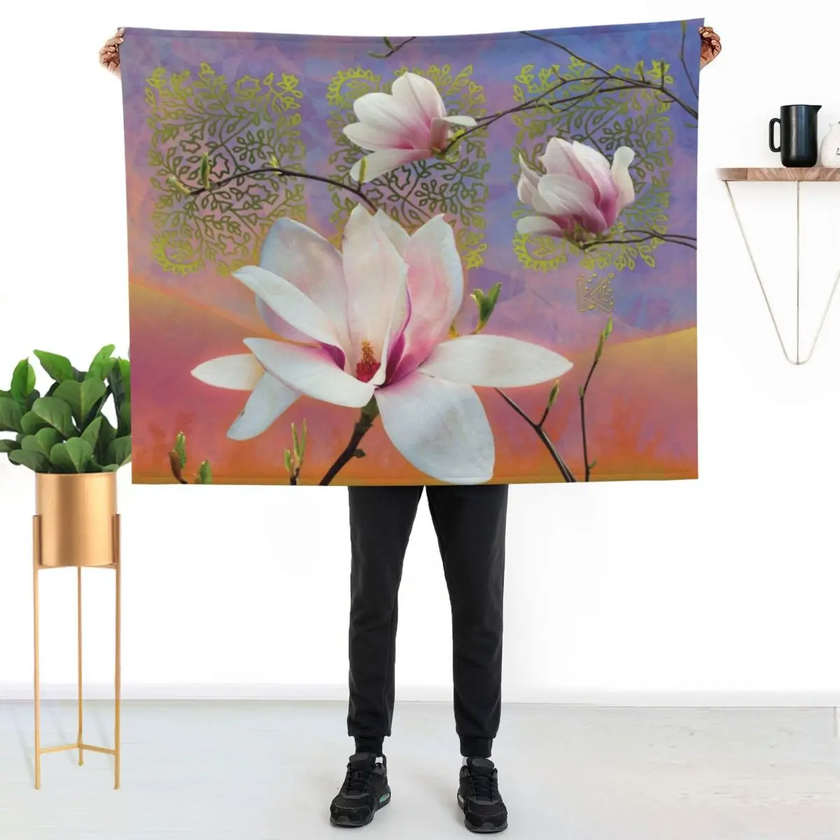 Tulip Tree Saucer Magnolia Throw Blanket Shaggy Flannel Fabric Plaid for winter Blankets For Baby Beautifuls Blankets