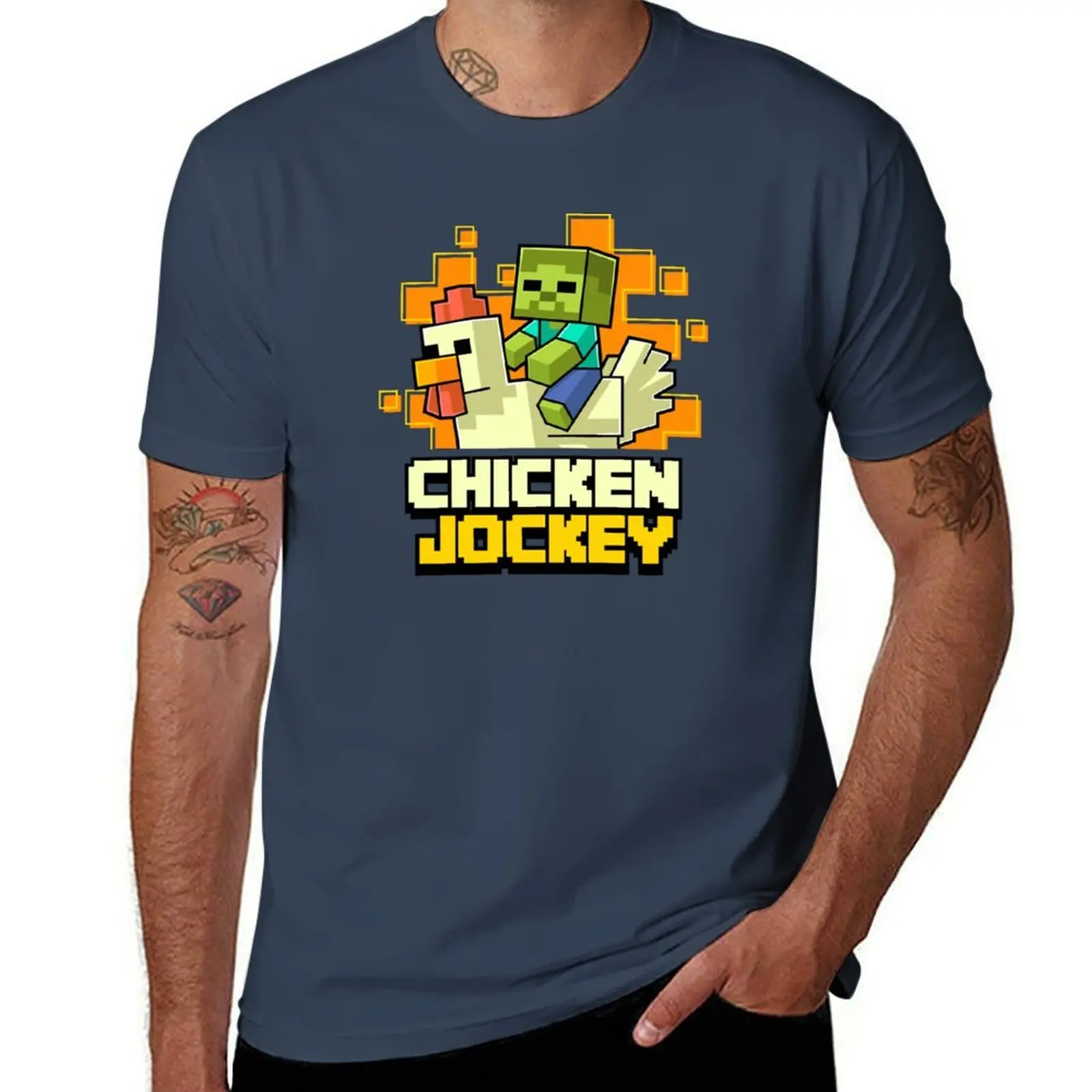 

Funny Chicken Jockey Pixel Art Gamer For Boys Kids T-Shirt man t shirt graphic t shirts for man pack cotton T-Shirt
