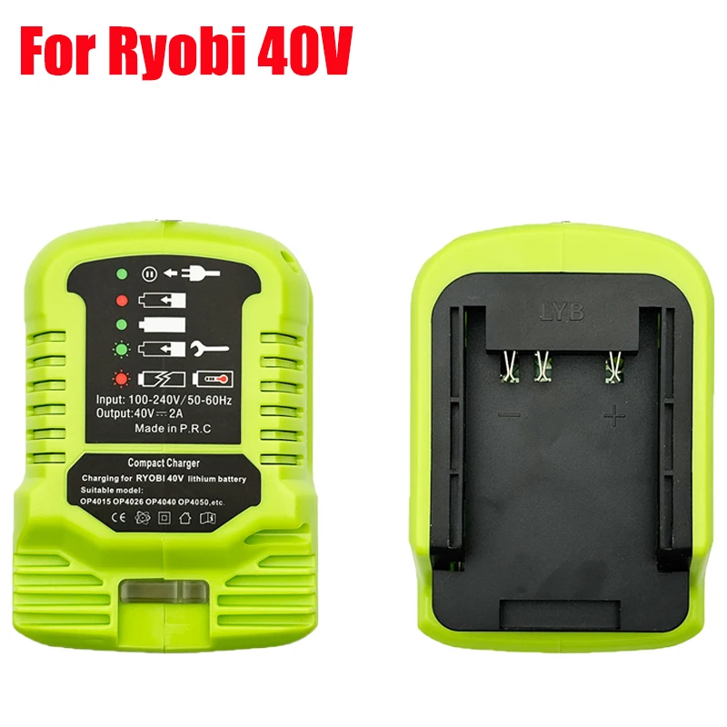 Portable Li-ion Battery Charger Compact Charger with LED Indicator Compatible with For Ryobi 40V OP4015,OP4026 Li-ion Batteries