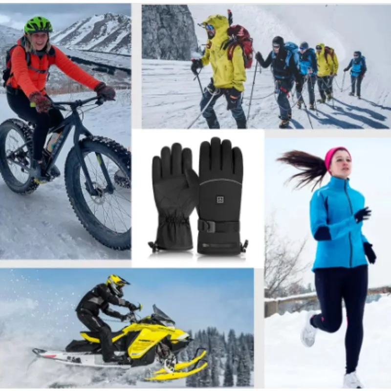 

Electric Heated Gloves Motorcycle Winter Moto Heated Gloves Warm Waterproof Rechargeable Heating Thermal Gloves for Snowmobile