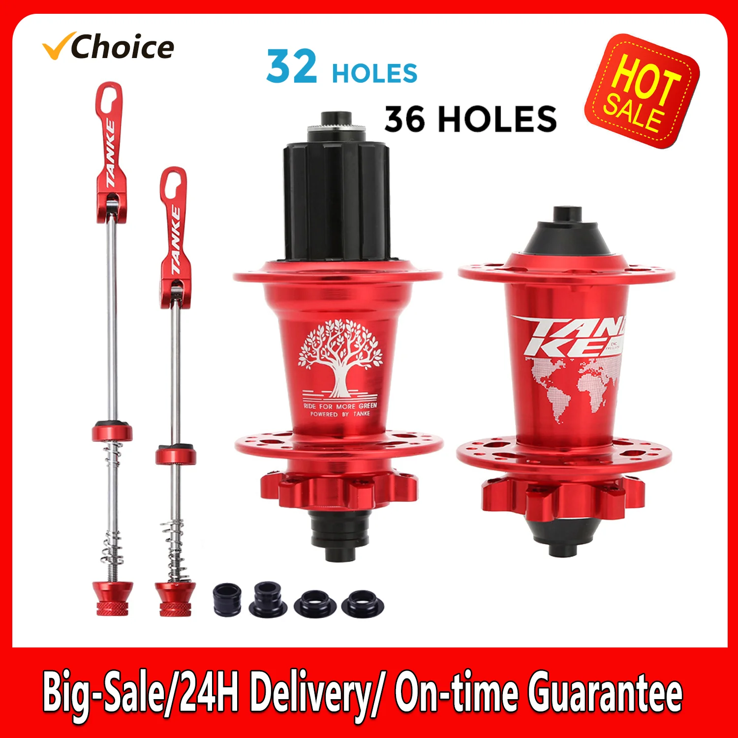 

MTB Bike Hub Mountain Bike Aluminum alloy Bicycle Front & Rear Hub Set 32/36 Holes 120 clicks 6 Bearings with Quick Release