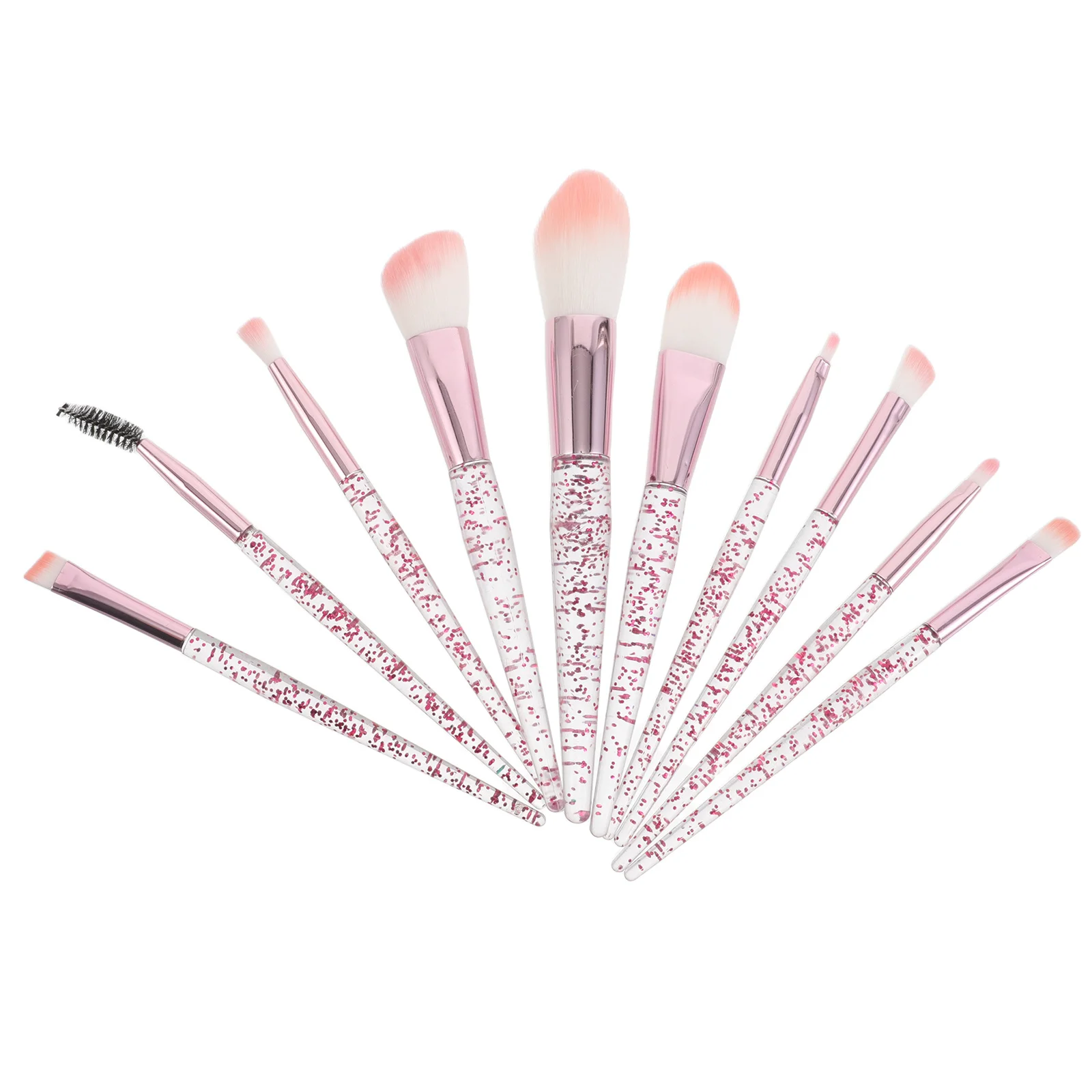 

10Pcs Sparkling Makeup Brush Set Eye Shadow Applicator Blending Professional Accessories for Women Girls