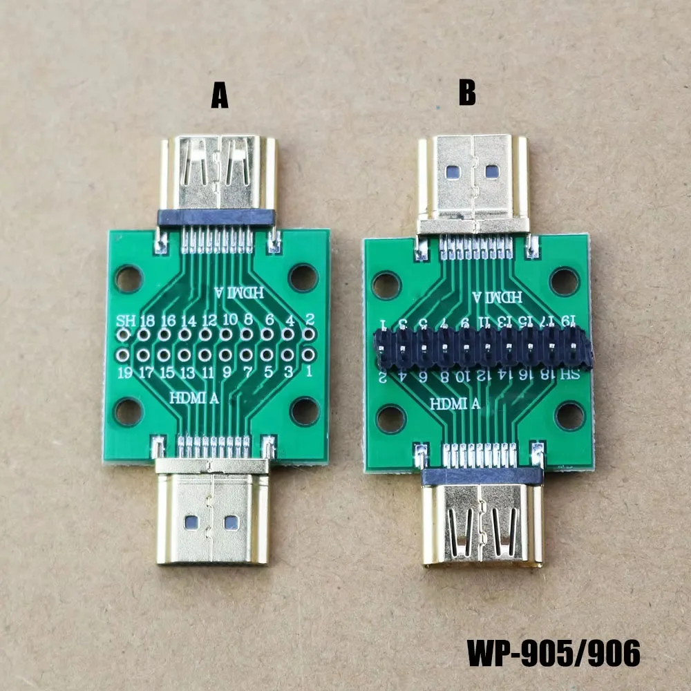1pcs HDMI Male and Female Test Board MINI Connector with PCB Board 2.54mm Pitch 19/20 Pin DP HD A Female To Male Adapter Board
